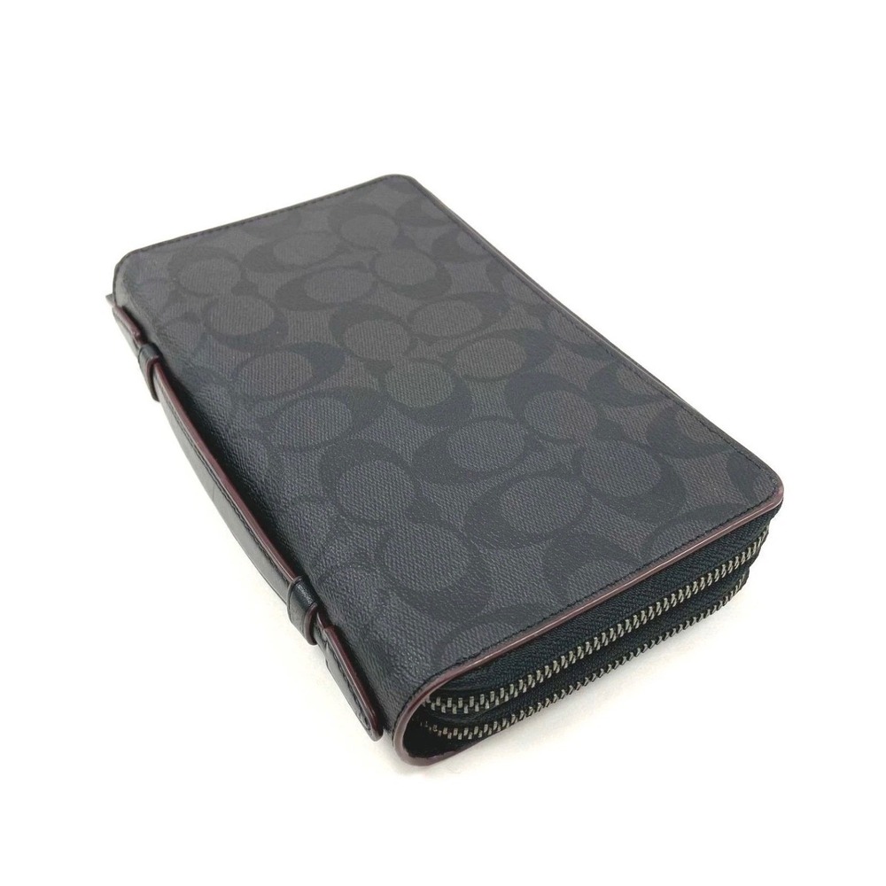Rare Find! Coach Double Zip Travel Organizer Signature Canvas Charcoal Blk